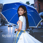 Auto-Open Light Up LED Rain Umbrella,32" Handheld Sun Wind Umbrella with Bottom Flashlight and Safety Reflective Strip for All Ages Boys/Girls/Adults