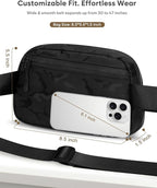 Pritent Fanny Packs for Women Cross Body Bag Waterproof Belt Bag with Adjustable Strap and Zipper Back Pocket Small Crossbody Bags Fashion Waist Packs for Workout Travelling(Camo Black)