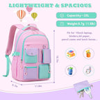 Kids Backpack, Backpack for Girls for Elementary School Multiple Pockets Ages 6-10(Pink)