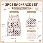 PIG PIG GIRL Corduroy Backpack 3PCS Kids Backpack for Girls School Bags for Middle School Students Book Bag for Elementary Primary Kawaii Ita Backpack with Lunch Box Pencil Case Set, Flower