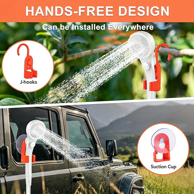 B013 Portable Shower Pump for Camping – 7800mAh Long-Lasting & Quiet Outdoor Shower with LED Display, IPX8 Waterproof Outdoor Shower for Pet Bath, Car Wash & RV