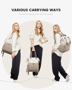 LOVEVOOK Laptop Backpack for Women, 15.6 Inch Work Laptop Bag with USB Port, Fashion Teacher Nurse Backpack Purse, Waterproof Travel Computer Backpack with Organizer Bag, 2PCS, Beige-Khaki