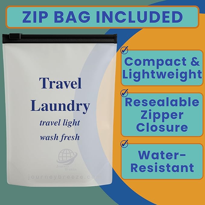 Travel Laundry Detergent Sheets 50 Pack – Compact Travel Detergent for Sink Washing, Lightweight Laundry Detergent Strips for Clothes on Trips, Hotels & Cruises