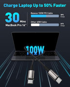 Baseus USB C Cable, 100W PD 5A QC 4.0 Fast Charging USBC to USBC Cable, Zinc Alloy Nylon Braided Type C Charger Cord for iPhone 17 16 Pro Plus Pro Max, MacBook, iPad/mini, Samsung S23/S22+