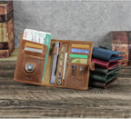 CONTACTS Full Grain Leather Passport Holder Compatible with Airtag RFID Blocking Passport Wallet Travel Slim Passport Cover with SIM Card Removal Tool (Camel Brown)