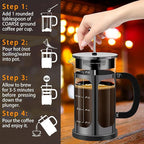 YMMIND French Press Coffee Maker (21oz 600ML 3-4Cup) Coffee Press, with 4 Filters System, Heat Resistant Thickness Borosilicate Glass, Cold Brew Coffee Tea Pot Gifts (Bright Black)