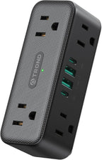 TROND 6-Outlet Wall Extender with 360° Rotating Plug, 3-Way Surge Protector Outlet Splitter with 2 PD20W USB-C & 2 USB-A Ports, 900J, Compact Plug Adapter for Tight Spaces in Home, Kitchen, Bathroom