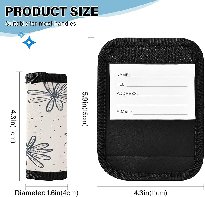Qilmy Fresh Style Floral Fragments Luggage Handle Wrap 4Pack Luggage Identifiers Tag Comfort Handle Grips Cover for Stroller Suitcase Bag Airplane Travel Accessories1581