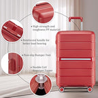4 Piece Luggage Set, Hardside Expandable Lightweight Suitcase with 360° Mute Spinner Wheels Luggage Sets, TSA Lock, 14/20/24/28 Inch Travel Luggage for Men, Women and Girls (Wine Red 2)