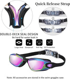 Swim Goggles Swimming Goggles No Leaking with Nose Clip, Earplugs, Swim Cap and Case for Men Women