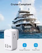 TROND Multi Plug Wall Outlet - Outlet Extender with 360° Rotating Plug, 3 AC Outlet Splitter with 4 USB Ports(2 USB C), 3-Sided Wall Outlet Expander, Small Plug Adapter for Home Cruise Essentials