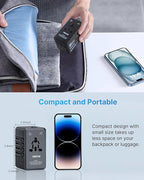 220V to 110V Travel Voltage Converter, VINTAR 2000W International Universal Voltage Converter US to Europe Adapter with 4 USB Ports (2 USB C), Step Down Power Converter Adapter Combo for US EU UK AUS