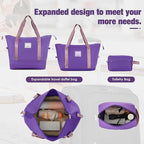 Lightweight Expandable Softside Luggage Sets 3 Piece, Large Capacity Travel Suitcase with Spinner Wheel, TSA Lock, Easy Access Design and Adjustable Telescoping Handle (Purple)