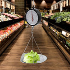 Double-Sided Dial Hanging Scale,22LBS Mechanical Hanging Scale,Commercial Circular Hanging Scale with Chain for Deli,Restaurants,Supermarkets,Grocery Stores (Black)