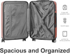 3-Piece Luggage Set 3 (20"/24"/28"), Hardside Suitcases with 8 Spinner Wheels, Scratch-Resistant ABS Shell, set2, set3 Travel Suitcase, TSA Lock (Ribbed Surface, Rice Brown)