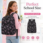 LOIDOU Backpack for Girls School Backpacks Bookbags for Elementary Middle School Women Laptop Backpacks (Bow tie Black, L-17)