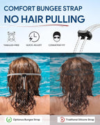 Swim Goggles, Polarized Adult Swimming Goggles Bungee Strap No Hair Pulling Anti-fog Pool Goggles for Men Women