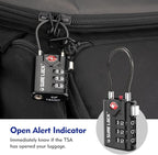 SURE LOCK TSA Approved Combination Luggage Locks with Open Alert Indicator – Durable Zinc Alloy Cable Travel Locks with Large Easy-Read Dials for Suitcases, Backpacks & Gym Bags（ Four Colour）