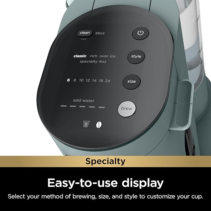 Ninja Pods & Grounds Specialty Single-Serve Coffee Maker, Compatible with K-Cups, Built-In Milk Frother, 6-oz. Cup to 24-oz. Travel Mug Sizes, Iced Coffee Maker, Sage Green, PB051SG (Renewed)