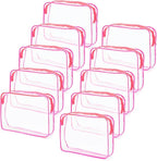 Tbestmax 10 Pack Clear Cosmetic Bags Makeup Bags Portable Waterproof TSA Approved Travel Toiletry Bags Large Organizer Rose Red, 9.8" x 7.1" x 2.4"