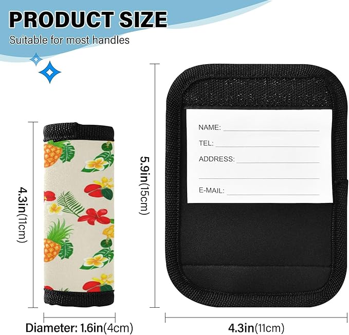 2 Pack Food Luggage Handle Wrap, Detachable Luggage Tag, Neoprene Suitcase Wrap with Comfort Grip & Bright Identifier for Suitcase, Travel Bag, Sports Bag