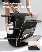 Rolling Backpack for Women, Travel Backpack with Wheels, Vertical Storage Wheeled Laptop Backpack, Overnight Underseat Carry on Luggage for College Business Work, Stylish Rolling Laptop Bag, Black