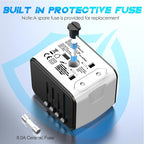 ISIX International Travel Adapter Universal Power Adapter Worldwide All in One 4 USB Perfect for European US, EU, UK, AUS,Asia 200+ Countries