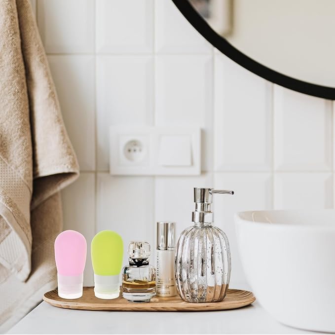4 Pieces 60ml Travel Squeeze Bottles Set for Shampoo Conditioner Lotion, Leakproof Silicone Travel Containers in White Green Blue Pink, Portable Toiletry Bottles for Tsa Approved