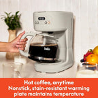 BELLA 12 Cup Programmable Coffee Maker, Reusable Dishwasher Safe Accessories, Easy LCD display, Auto Shutoff, 900 watt, Oatmilk