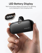 Kuulaa Small Portable Charger iPhone with Built-in Lightning Cable 5000mAh Power Bank Fast Charging for iPhone 14/13/13 Pro/12/12 Pro/11/XR/XS/X/8/7/6 Black