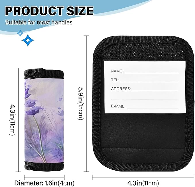 Qilmy Water Painting Wildflowers Luggage Handle Wrap 2Pack Luggage Identifiers Tag Comfort Handle Grips Cover for Stroller Suitcase Bag Airplane Travel Accessories797