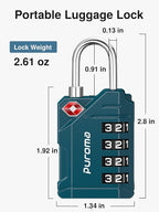 Puroma TSA Approved Luggage Locks, 2 Pack 4 Digit Resettable Travel Combination Code Lock with Zinc Alloy Body for Suitcase, Backpack, Laptop Bag, Gym Locker, Toolbox (Peacock Blue)