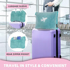 3 in 1 Travel Blanket Pillow Set - 350 GSM Thick Travel Blanket Airplane Compact with Bag, Soft Bag with a Pocket, Inflatable Travel Pillow for Camping & Car Trip(Mint Green)