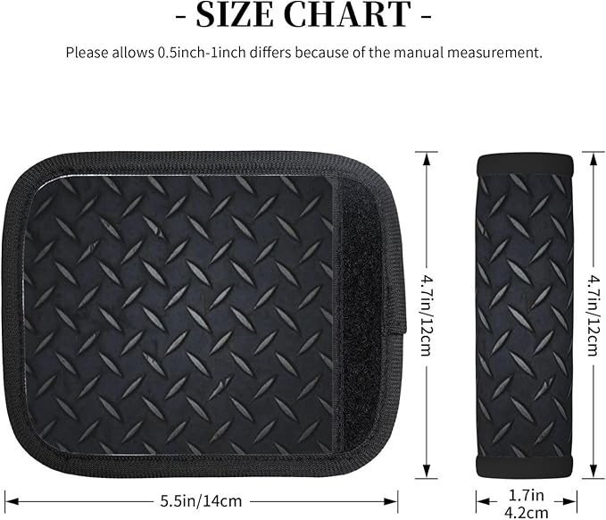 2 Pack Black Diamond Plate Luggage Handle Wraps Suitcase Tags Identifiers for Travel Accessories