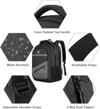 MATEIN 17 Inch Backpack for Men, Professional Work Office Laptop Backpack with Anti Theft Pocket & Trolley Sleeve, Water Resistant Large College Daypack Travel Carry On, Black Grey