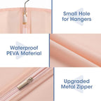 Garment Bags for Hanging Clothes, 50" Long Dress Bags for Closet Storage, Pink Garment Covers with Clear Window for Suits, Coats, Jackets (2 Pack)