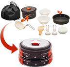 Voyage Living 12 PCS Lightweight Camping Cookware Set – Non-Stick Pots, Pans & Utensils for Backpacking, Hiking – Compact Mess Kit for 1-2 People, Gift with Emergency Blanket