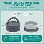 KindTail Dog Travel Bowls - Set of 2 Portable Pet Food & Water Dishes with Lid & Handle - Each Nesting Container Includes a Non-Slip Silicone Base - Microwave & Dishwasher Safe - BPA & Toxin-Free