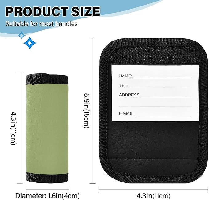 DOMIKING Light Green Luggage Handle Wrap Soft Luggage Identifiers for Suitcase Tags Markers for Travel Bag Luggage Suitcase Handle Covers Travel Accessories, 2 Pack
