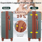 5 Piece Luggage Set w/TSA Locks & USB Port, Front Opening Hard Shell Luggage Sets, Expandable Suitcase Set with Wheels and Cup Holder(20"/24"/28") (Blue Grey)