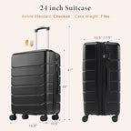 Sweetcrispy Carry on Luggage, Hard Shell ABS Suitcase with Double Spinner Wheels, Lightweight Expandable Rolling Suit Case with TSA Lock, 24 Inch Bronze Black