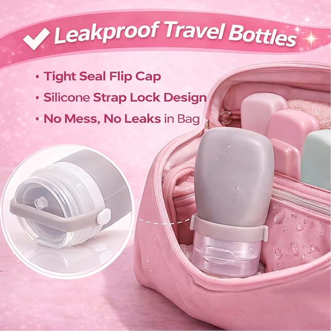 2 oz Travel Bottles, Leakproof Silicone Squeeze Bottle Mini Travel Size Container for Toiletries Lotion Shampoo and Conditioner Liquid Salad Dressing to go Condiment, TSA Approved, 4 Pack