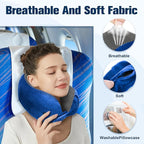 Cirorld Neck Pillow for Traveling, Travel Pillows for Airplanes,100% Pure Memory Foam Travel Neck Pillow, Adjustable Flight Pillow, Portable Plane Accessories with Eye Mask, Earplugs, Carry Bag