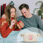 Gitus Belt Bag Fanny Pack Crossbody Bags with Initial Letter Patch Cute Stuff Birthday Gifts for Teenager Girls Trendy Preppy Stuff for Teen Girls(Beige-D)