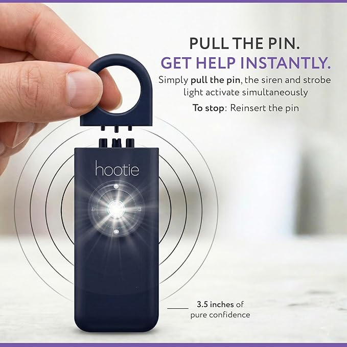 HOOTIE Personal Safety Alarm Keychain, 130dB Personal Alarm for Women Men and Kids, Pull Pin Emergency Panic Alarm with Strobe Light, Portable Self Defence Alarm for Campus Travel and Running - Navy
