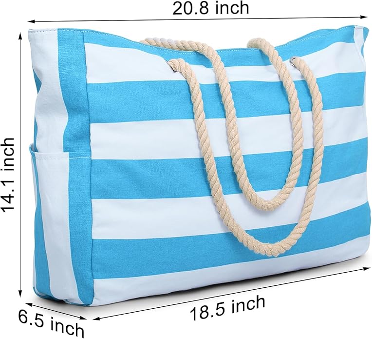 Becokan Beach Bags for Women Large Waterproof Beach Tote Bag Zipper Beach Bags Waterproof Sandproof Swim Pool Bag Large Tote