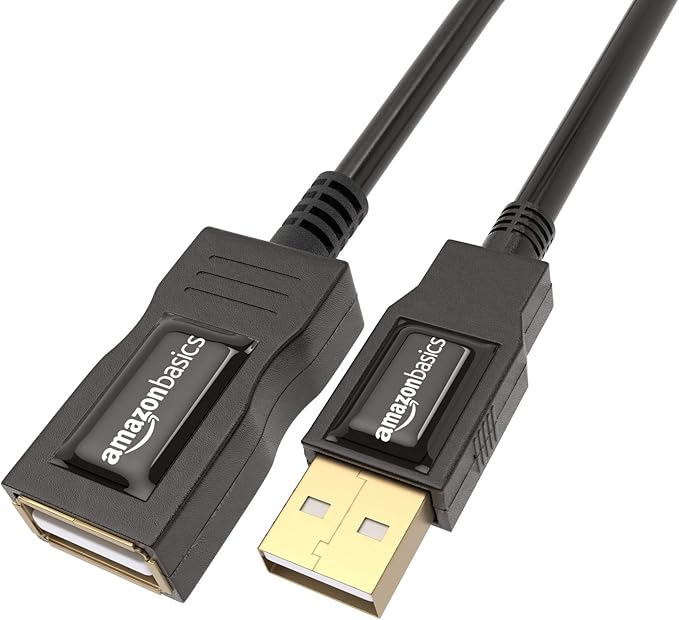 Amazon Basics USB-A 2.0 Extension Cable, Male to Female, 480Mbps Transfer Speed, USB Extender, Extra Long 9.8 Foot, Black
