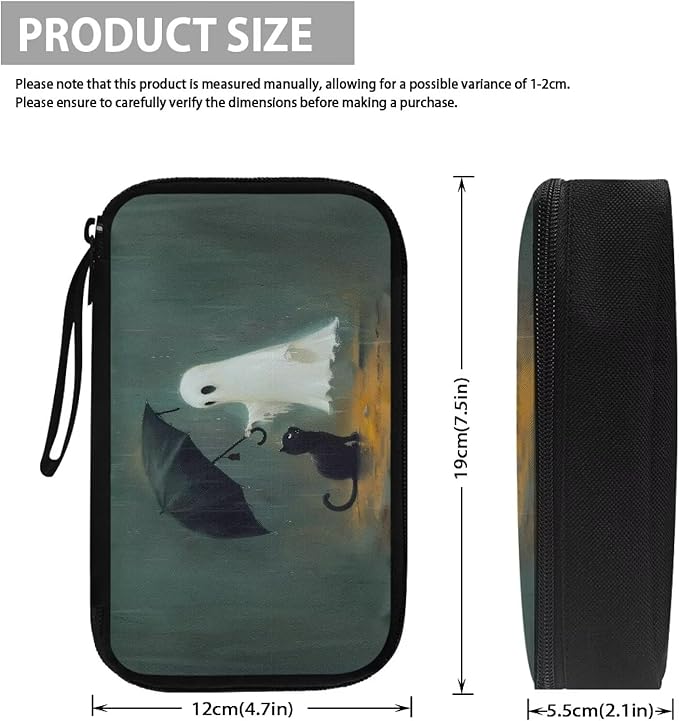 Halloween Ghost and Cat Print Electronic Organizer Travel Organizer Bag Electronics Accessories Cases Storage Bag Waterproof for Cable USB SD Card Power Bank Earphone