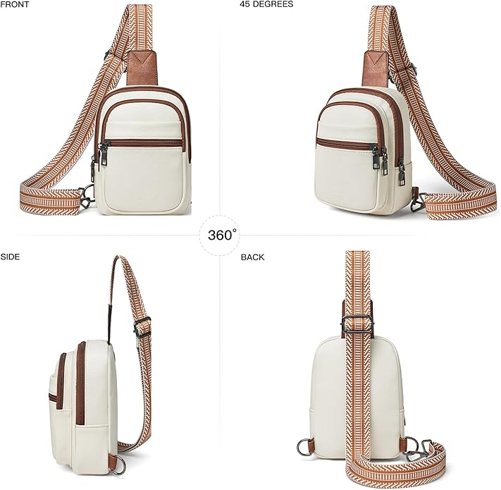 LATMAP Sling Bag For Women Faux Leather Small Casual Daypack Backpack Fanny Pack Crossbody Chest Bags Purse