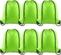 PLULON 6 Pcs Drawstring Bags Bulk Fluorescent Green Drawstring Backpack String Backpack Cinch Sack Sport Gym Backpack Bags for Yoga Traveling Outdoor Sports